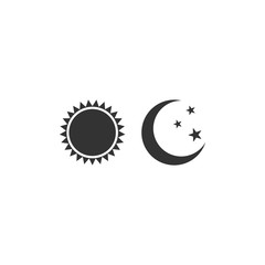 Sun and moon icon isolated. Weather daytime and night. Flat design. Vector Illustration