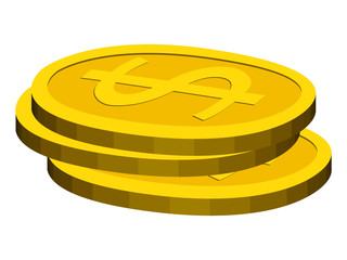 Isolated 3d pile of golden coins. Vector illustration design