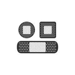 Set Bandage plaster icon isolated. Medical plaster, adhesive bandage, flexible fabric bandage. Flat design. Vector Illustration