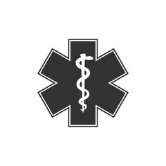 Medical symbol of the Emergency - Star of Life icon isolated. Flat design. Vector Illustration
