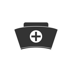 Nurse hat with cross icon isolated. Medical nurse cap sign. Flat design. Vector Illustration