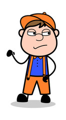 Obraz premium Attitude - Retro Cartoon Carpenter Worker Vector Illustration﻿