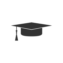 Graduation cap icon isolated. Graduation hat with tassel icon. Flat design. Vector Illustration