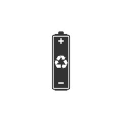 Battery with recycling symbol icon isolated. Flat design. Vector Illustration