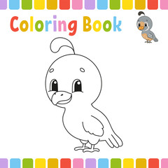 Coloring book pages for kids. Cute cartoon vector illustration.