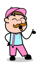 Talking Expression - Retro Delivery Man Vendor Vector Illustration