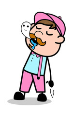 Obraz premium Soul Come Out From Body - Retro Delivery Man Vendor Vector Illustration