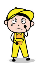 Upset - Retro Repairman Cartoon Worker Vector Illustration
