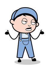Obraz premium Unaware - Retro Repairman Cartoon Worker Vector Illustration
