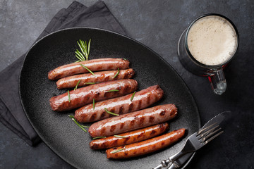 Grilled sausages and beer