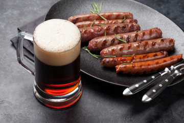 Grilled sausages and beer