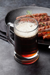 Grilled sausages and beer