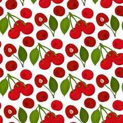 Cherry seamless pattern. Vector background for the holidays. Modern design for paper, wallpaper, covers, fabrics, interiors, etc.