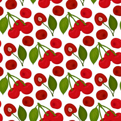 Cherry seamless pattern. Vector background for the holidays. Modern design for paper, wallpaper, covers, fabrics, interiors, etc.