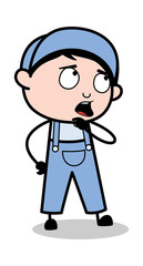Remembering - Retro Repairman Cartoon Worker Vector Illustration