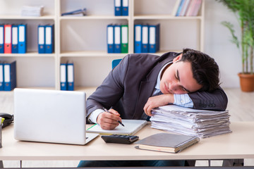 Young male employee working  in the office