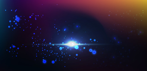 Abstract blue background with stars, cosmic dust and nebula. 
