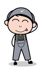 Naughty - Retro Repairman Cartoon Worker Vector Illustration