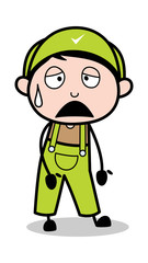 Powerless - Retro Repairman Cartoon Worker Vector Illustration