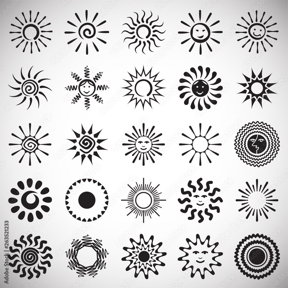 Poster sun icons set on white background for graphic and web design. simple vector sign. internet concept s