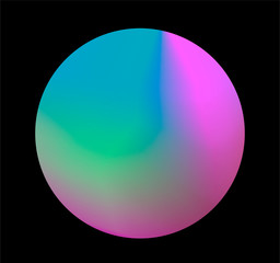 Holographic gradient circle on dark background.