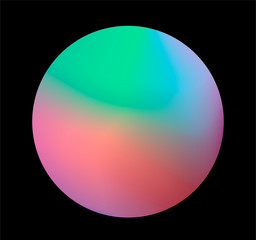 Holographic gradient circle on dark background.