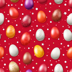 Fototapeta na wymiar Vector seamless pattern with Easter eggs. Easter holiday background for printing, wrap and