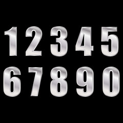 Silver digital numbers vector eps10. Digitals numbers on black background