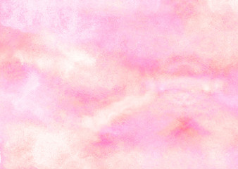 Ink effect light magenta color shades gradient illustration on textured paper background. Bright aquarelle painted subtle pink watercolor canvas for stain design, invitation card, vintage template