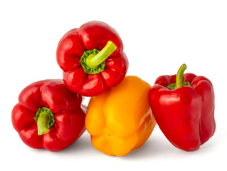 Sweet ripe red and yellow bell peppers for healthy eating and diet
