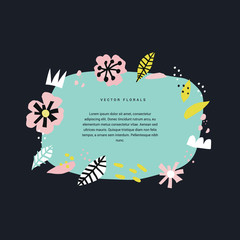 Floral hand drawn border template with text space