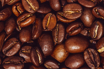 roasted coffee beans closeup