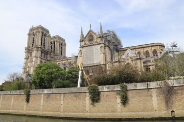 Obraz premium Notre-Dame de Paris après l'incendie