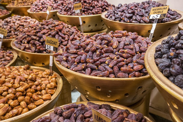 Various types of dried dates for sale in Turkey