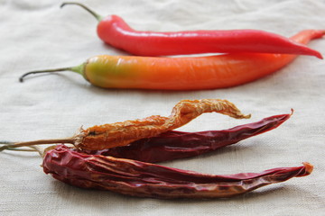 red chili peppers on the table