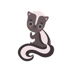 Adorable Skunk Baby Animal Cartoon Character Vector Illustration