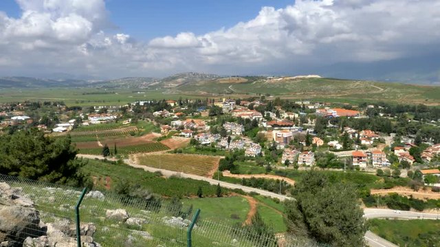 Israeli - Lebanese border overlooking Metula on the Israeli side and the Lebanese villages across the border, This 80km border is also referred to as The good fence.