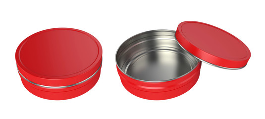 Metal jar open and closed, isolated on white background, 3D rendering