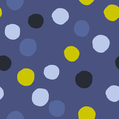 Geometric seamless pattern with hand drawn textures. Modern polka dot background. Vector illustration for print, wrapping paper, design.