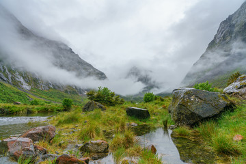 fog over a river in the valley , gertrude saddle, new zealand 5