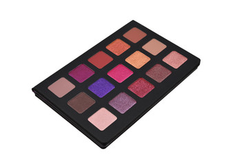 Eye shadow palette isolated on white background. Copy space.