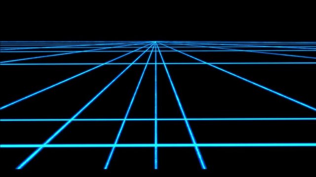 Neon cyberpunk Perspective grid with transparency 4k loop