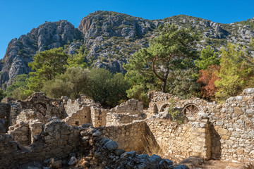 Lycian ruins of the ancient city of Olympos in Cirali village, Turkey