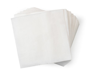 Pile of napkins on a white. The form of the top.