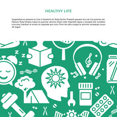 Healthy life concept background in flat style with place for text