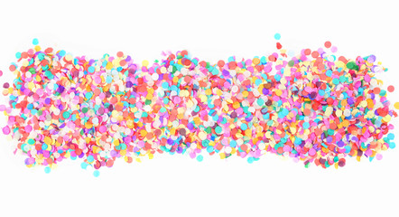 colorful confetti background. festive decorations on white background, creative concept of birthday celebration, festival. Basis for Carnival design, abstract birthday backdrop