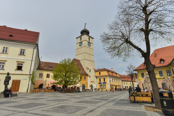 Image of Sibiu, Romania promenade area.