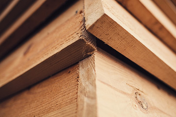 Wood timber construction material. Wooden building