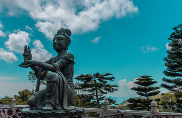 Deity statue near Big Buddha (Tian Tan Buddha) in Hong Kong