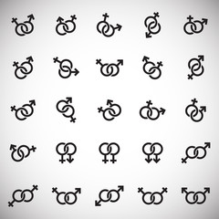 Gender relations icons set on white background for graphic and web design. Simple vector sign. Internet concept symbol for website button or mobile app.